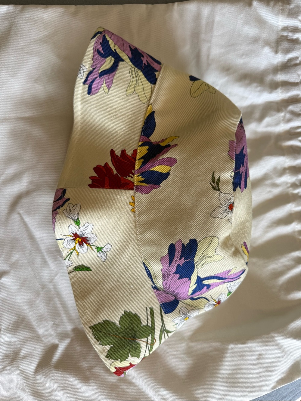 Mantero 1902 Italian Bucket Hat Ivory Floral Print Made in Italy Size M - NWOT - Picture 7 of 7